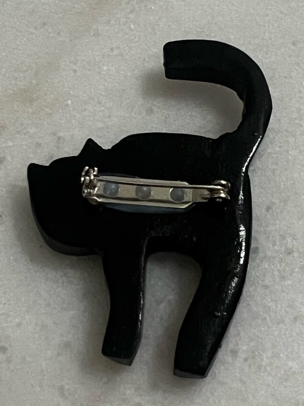 Vintage 1980’s Wooden Hand Painted Black Cat Brooch Pin - Picture 2 of 4